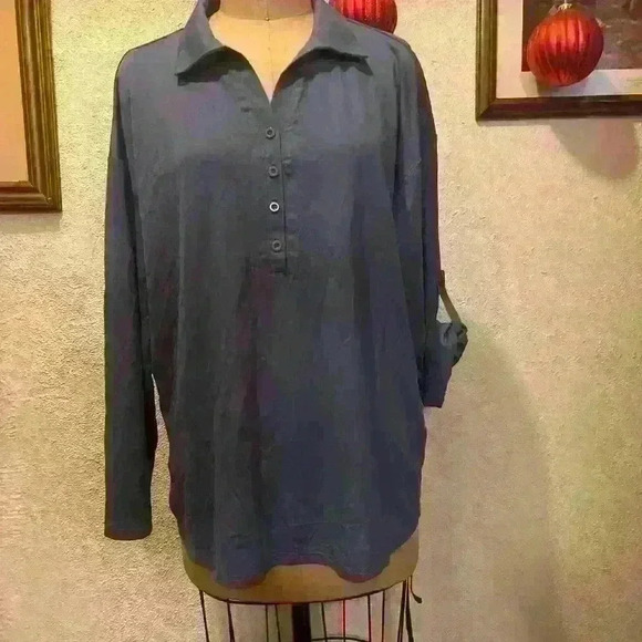 ALTELIME Women's Collared 3/4 Roll up Sleeve Pullover Top NWT Size XXL - Picture 2 of 10